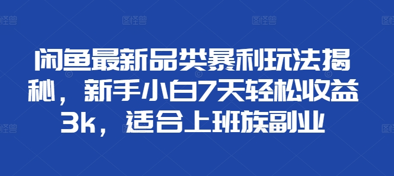 闲鱼最新品类暴利玩法揭秘，新手小白7天轻松赚3000+，适合上班族副业-一起发