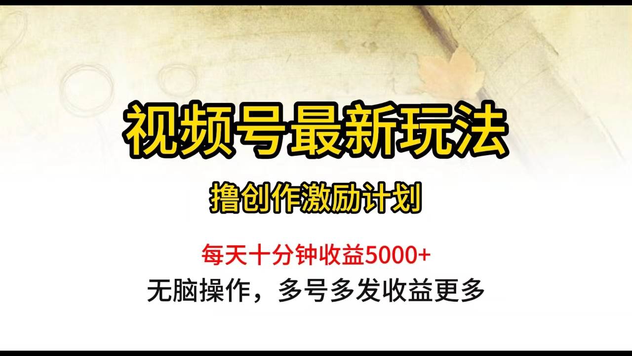 视频号最新玩法,每日一小时月入5000+-一起发