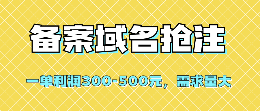 【全网首发】备案域名抢注，一单利润300-500元，需求量大-一起发