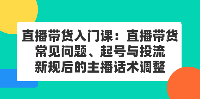 直播带货入门课：直播带货常见问题、起号与投流、新规后的主播话术调整-一起发