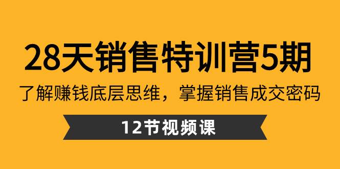 28天·销售特训营5期：了解赚钱底层思维，掌握销售成交密码（12节课）-一起发
