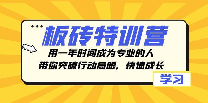 板砖特训营，用一年时间成为专业的人，带你突破行动局限，快速成长-一起发