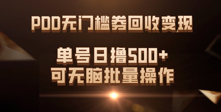 PDD无门槛券回收变现，单号日撸500+，可无脑-一起发