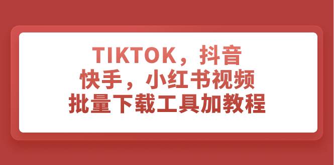 TIKTOK，抖音，快手，小红书视频批量下载工具加教程-一起发