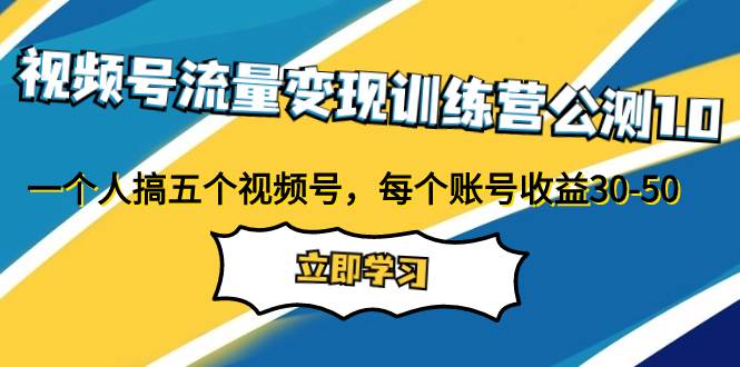 视频号流量变现训练营公测1.0：一个人搞五个视频号，每个账号收益30-50-一起发