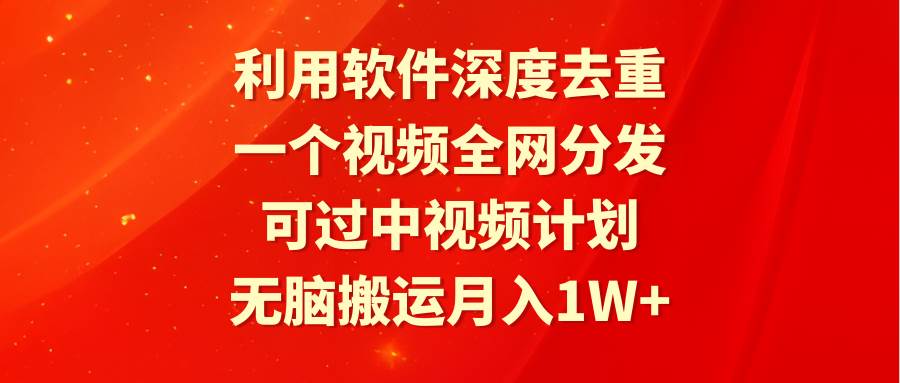 利用软件深度去重，一个视频全网分发，可过中视频计划，无脑搬运月入1W+-一起发