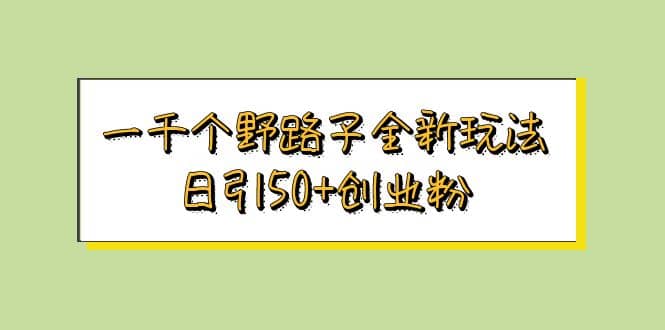 一千个野路子全新玩法 日引50+创业粉-一起发