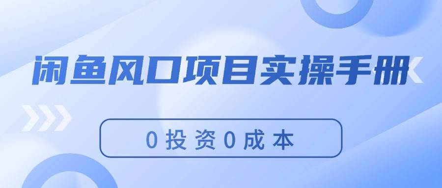 闲鱼风口项目实操手册，0投资0成本，让你做到，月入过万，新手可做-一起发