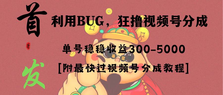 全网独家首发，视频号BUG，超短期项目，单号每日净收益300-5000！-一起发