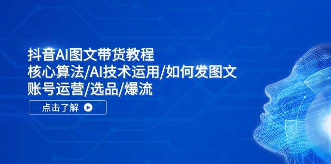 抖音AI图文带货教程:核心算法/AI技术运用/如何发图文/账号运营/选品/爆流-一起发