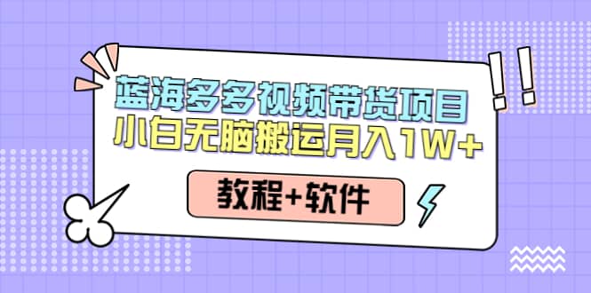 人人都能操作的蓝海多多视频带货项目 小白无脑搬运（教程+软件）-一起发