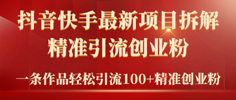2024年抖音快手最新项目拆解视频引流创业粉,一天轻松引流精准创业粉100+-一起发