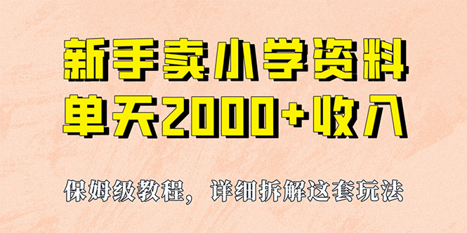 我如何通过卖小学资料,实现单天2000+,实操项目,保姆级教程+资料+工具-一起发