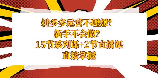 拼多多运营不理想？新手不会做？15节系列课+2节直播课，直接掌握-一起发