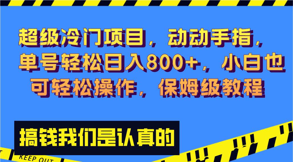 超级冷门项目,动动手指，单号轻松日入800+，小白也可轻松操作，保姆级教程-一起发