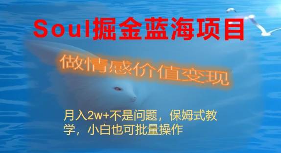 Soul掘金蓝海项目细分赛道，做情感价值变现，月入2w+不是问题-一起发