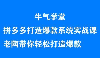 牛气学堂拼多多打造爆款系统实战课,老陶带你轻松打造爆款-一起发