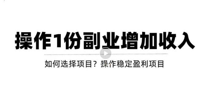 新手如何通过操作副业增加收入，从项目选择到玩法分享！【视频教程】-一起发