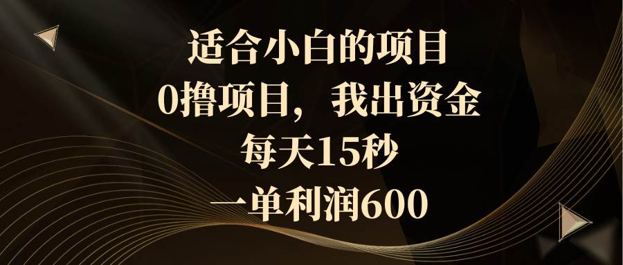适合小白的项目，0撸项目，我出资金，每天15秒，一单利润600-一起发