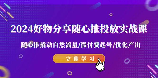 2024好物分享-随心推投放实战课 随心推撬动自然流量/微付费起号/优化产出-一起发