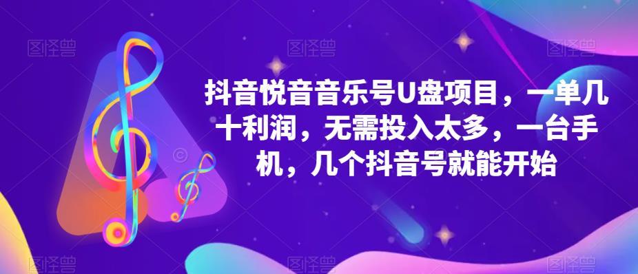抖音音乐号U盘项目 一单几十利润 无需投入太多 一台手机 几个抖音号就开始-一起发