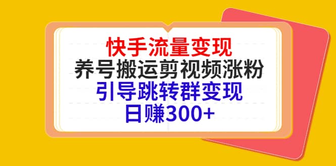 快手流量变现，养号搬运剪视频涨粉，引导跳转群变现日赚300+-一起发