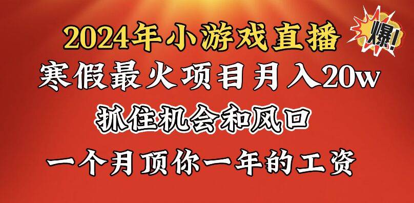 2024年寒假爆火项目,小游戏直播月入20w+,学会了之后你将翻身-一起发