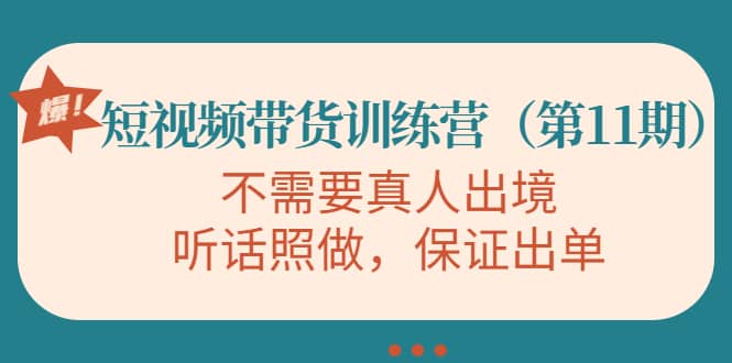 短视频带货训练营（第11期），不需要真人出境，听话照做，保证出单-一起发