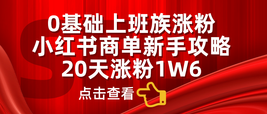 0基础上班族涨粉,小红书商单新手攻略,20天涨粉1.6w-一起发