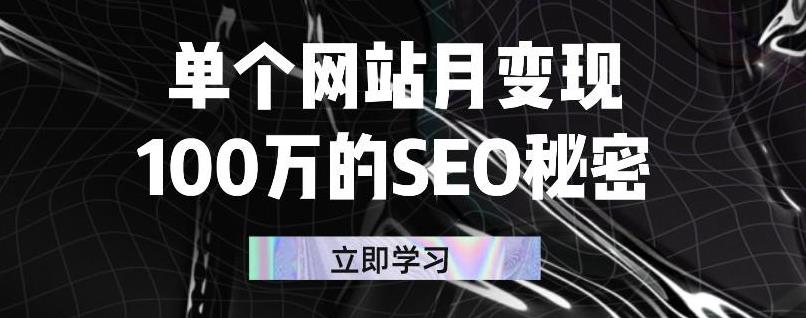 单个网站月变现100万的SEO秘密，百分百做出赚钱站点-一起发