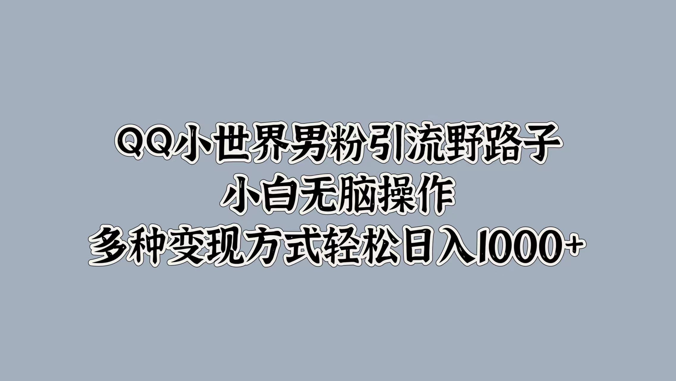 QQ小世界男粉引流野路子，小白无脑操作，多种变现方式轻松日入1000+-一起发