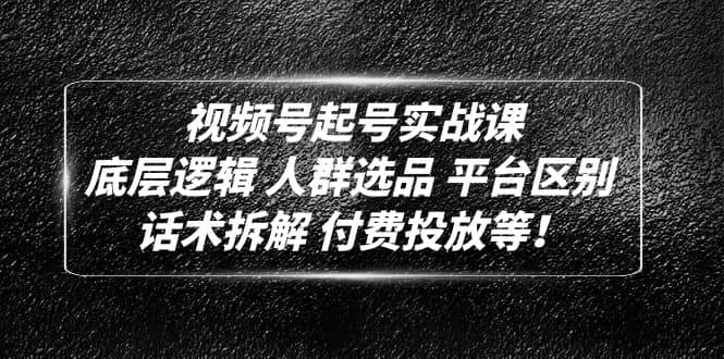 视频号起号实战课：底层逻辑 人群选品 平台区别 话术拆解 付费投放等-一起发
