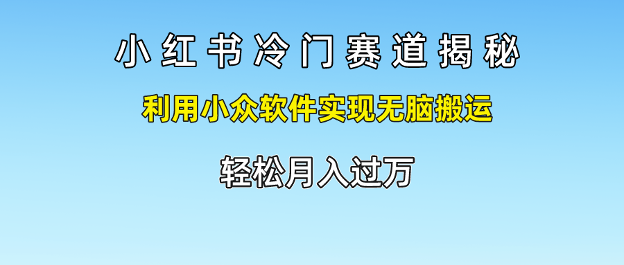 小红书冷门赛道揭秘,轻松月入过万，利用小众软件实现无脑搬运，-一起发