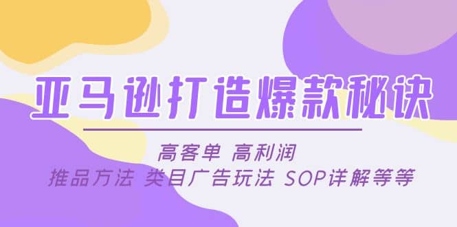 亚马逊打造爆款秘诀：高客单 高利润 推品方法 类目广告玩法 SOP详解等等-一起发