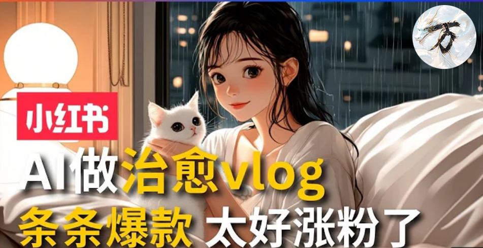 AI治愈系vlog动画视频，小红书7天 涨粉破千，商单报价1500+，0成本制作，日入2000+，有手就会 -一起发