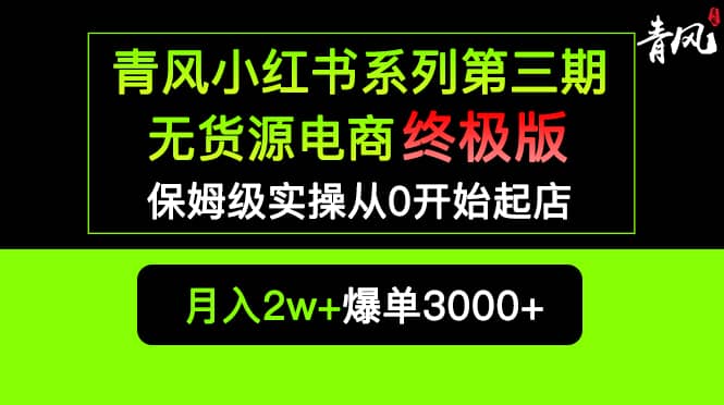 小红书无货源电商爆单终极版【视频教程+实战手册】保姆级实操从0起店爆单-一起发