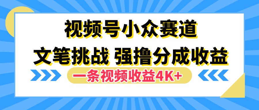 视频号小众赛道,文笔挑战,一条视频收益4K+-一起发