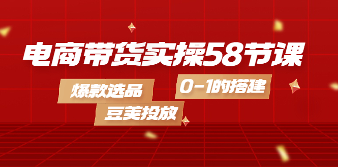 电商带货实操58节课，爆款选品，豆荚投放，0-1的搭建-一起发