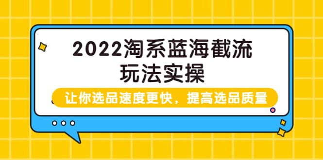 2022淘系蓝海截流玩法实操：让你选品速度更快，提高选品质量（价值599）-一起发