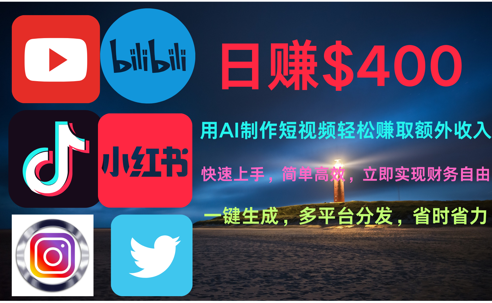 玩转全网视频平台，创造视频就能轻松赚取每天400美金-一起发
