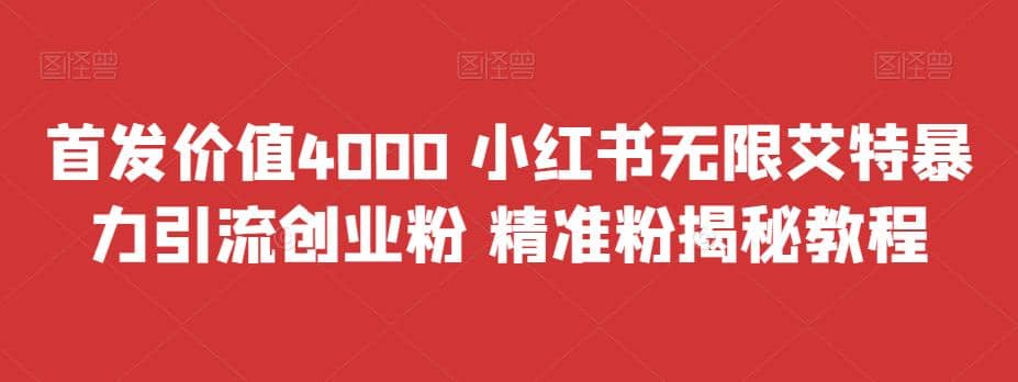 首发价值4000 小红书无限艾特暴力引流创业粉 精准粉揭秘教程-一起发