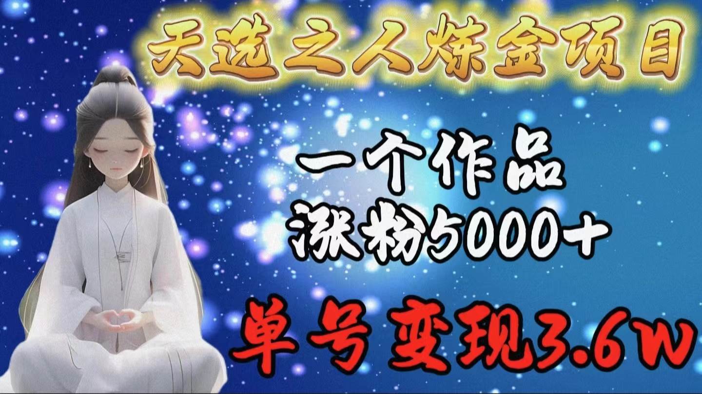 天选之人炼金项目，一个作品涨粉5000+，单号变现3.6w-一起发