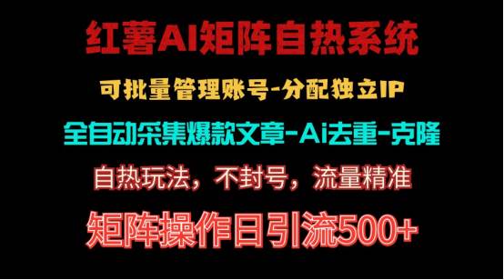 红薯矩阵自热系统，独家不死号引流玩法！矩阵操作日引流500+-一起发