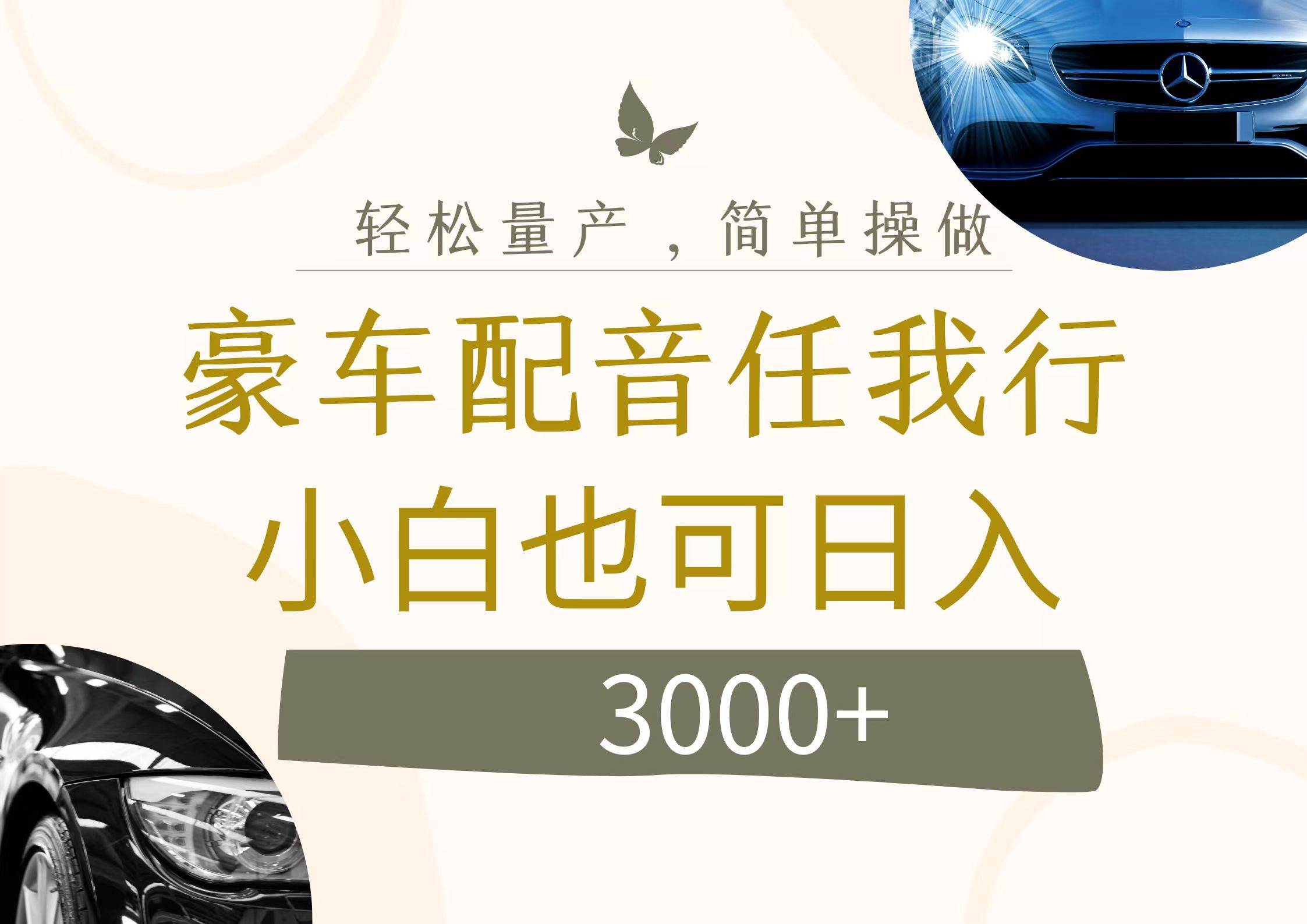 不为人知的暴力小项目,豪车配音,日入3000+-一起发