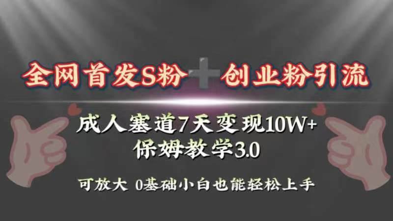 全网首发s粉加创业粉引流变现,成人用品赛道7天变现10w+保姆教学3.0-一起发