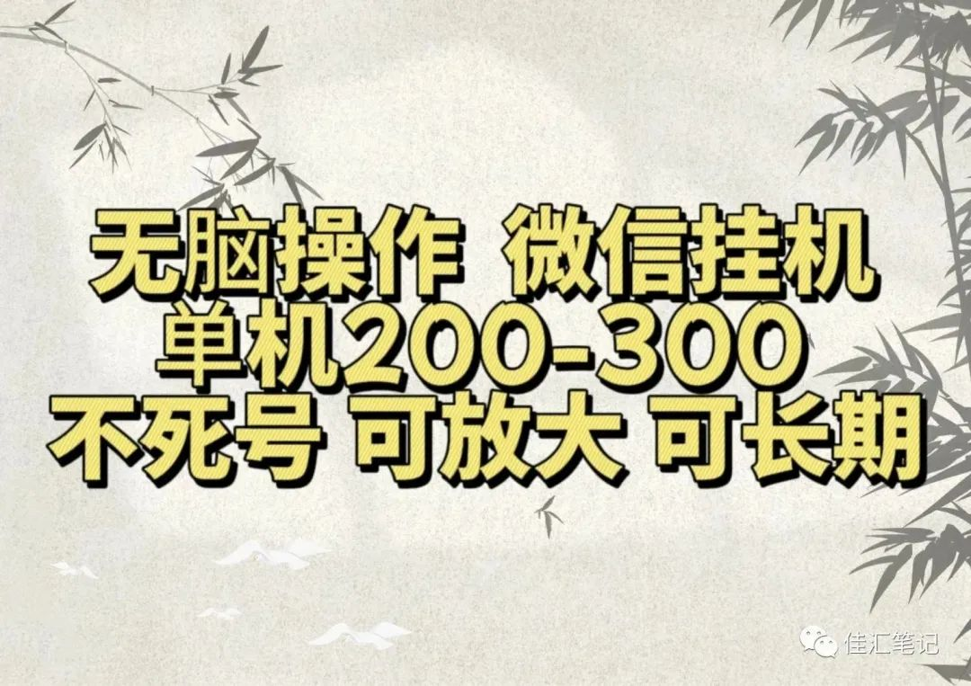 无脑操作微信视频号挂机单机200-300一天，不死号，可放大，工作室实测-一起发