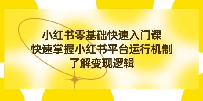 小红书0基础快速入门课,快速掌握小红书平台运行机制,了解变现逻辑-一起发