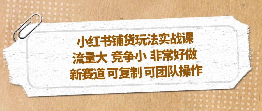 小红书铺货玩法实战课,流量大 竞争小 非常好做 新赛道 可复制 可团队操作-一起发