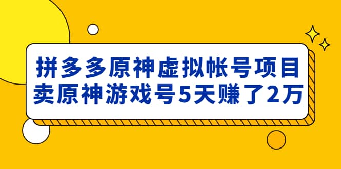 外面卖2980的拼多多原神虚拟帐号项目-一起发