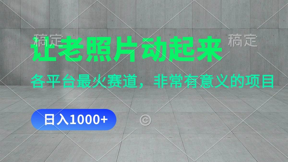 让老照片动起来，一天变现1000+，各平台最火赛道，看完就会-一起发